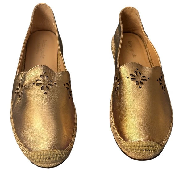 Kate Spade Rose Gold Flats Espadrilles, women’s size 7. Metallic lazer cut - Picture 8 of 10